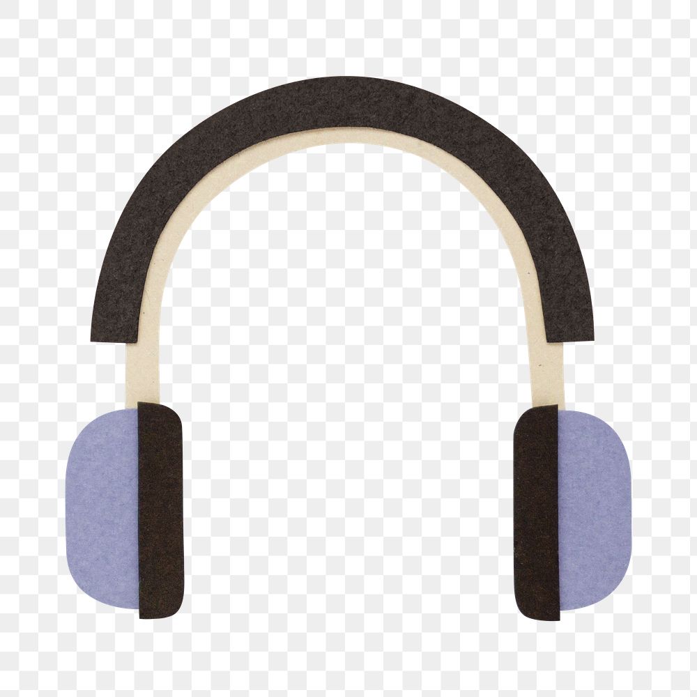 Purple headphones paper craft design element
