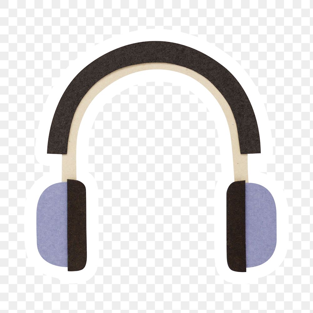 Purple headphones paper craft sticker design element
