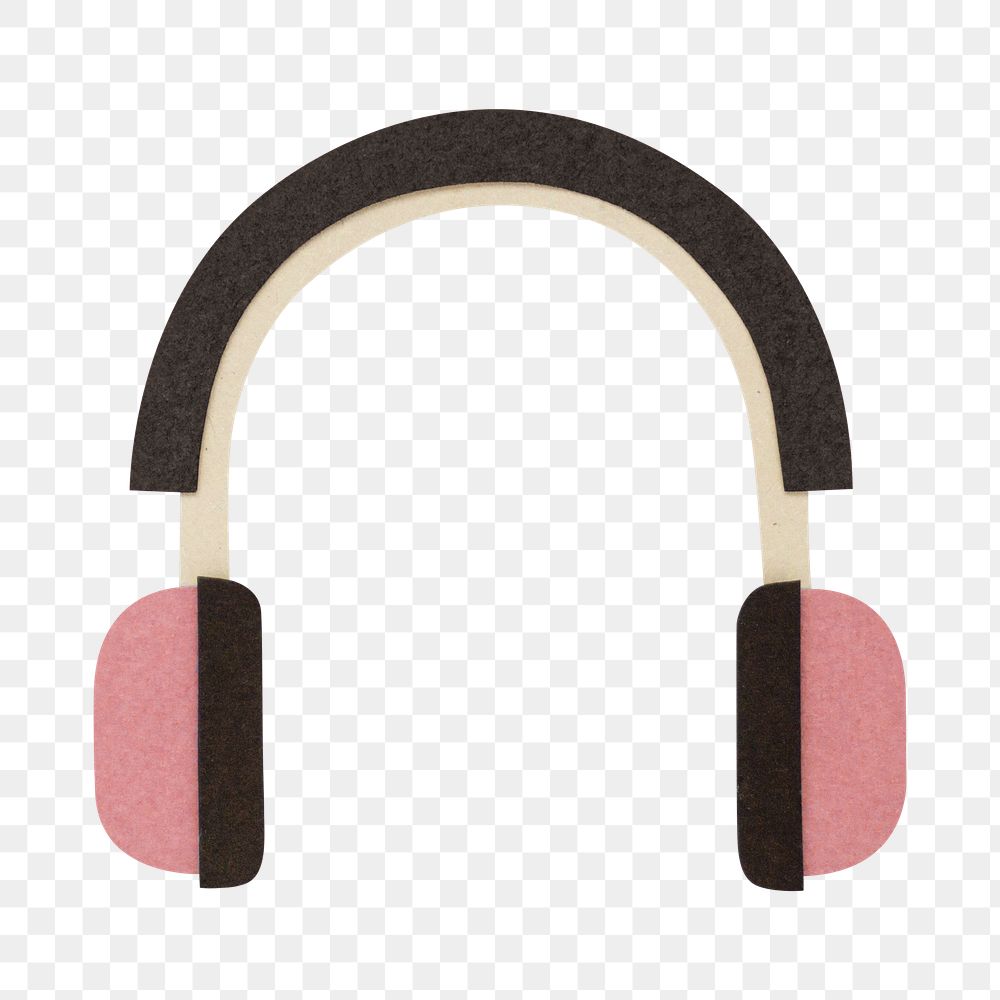 Pink headphones paper craft design element