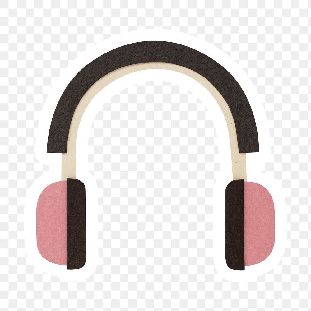 Pink headphones paper craft  sticker design element