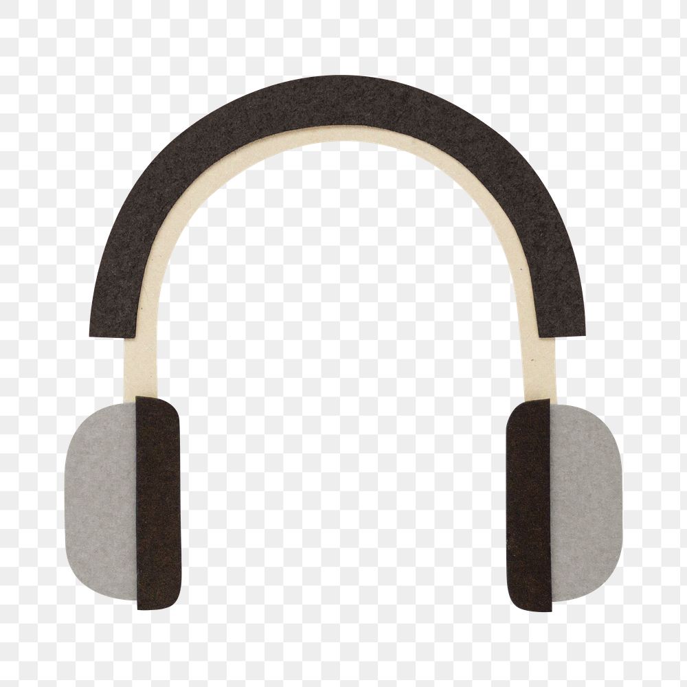 Gray headphones paper craft design element