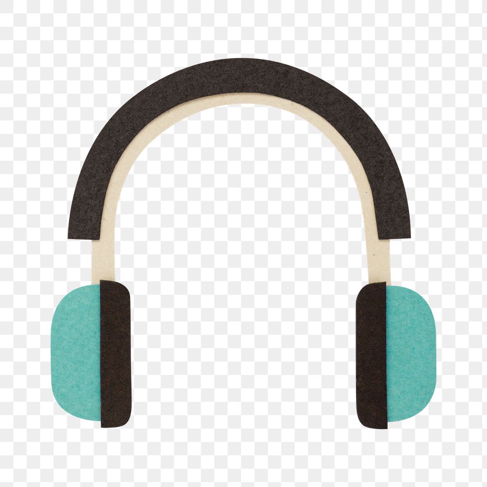 Green headphones paper craft design element