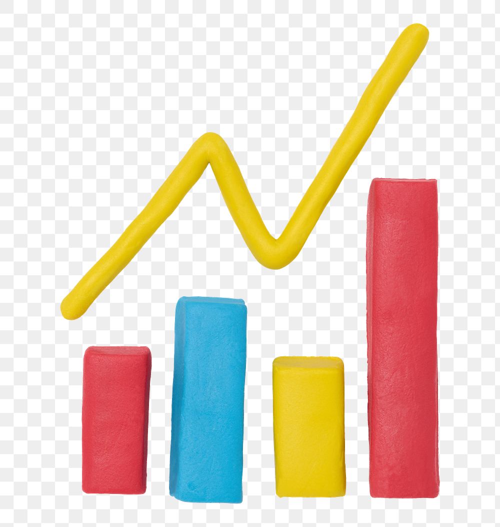 Png bar chart clay icon cute handmade business creative craft graphic