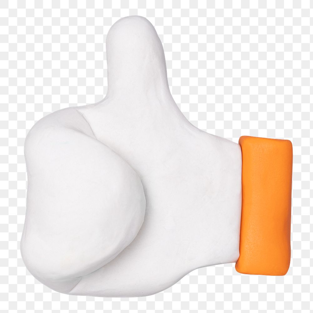 Png thumbs up clay icon cute handmade marketing creative craft graphic