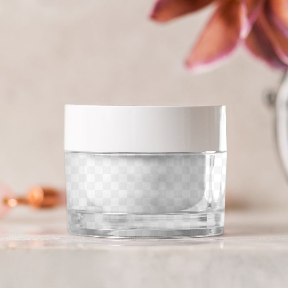 Beauty cream mockup png, transparent product label, cosmetic packaging