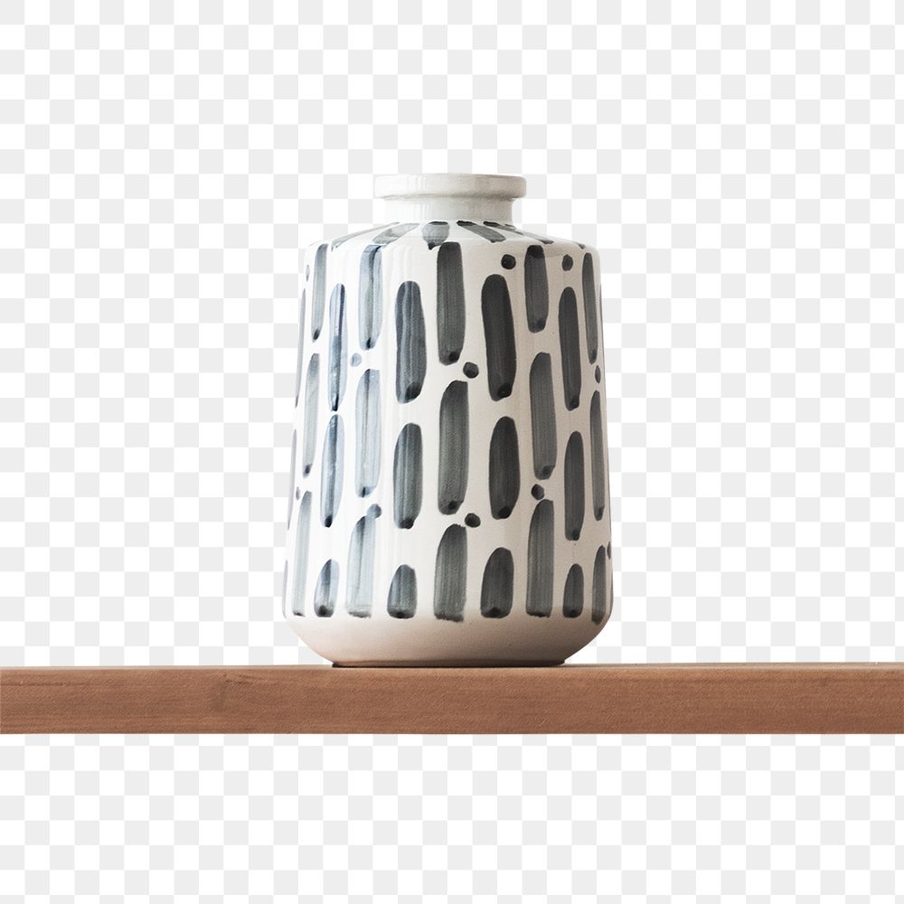 Japanese pottery vase png mockup on a shelf