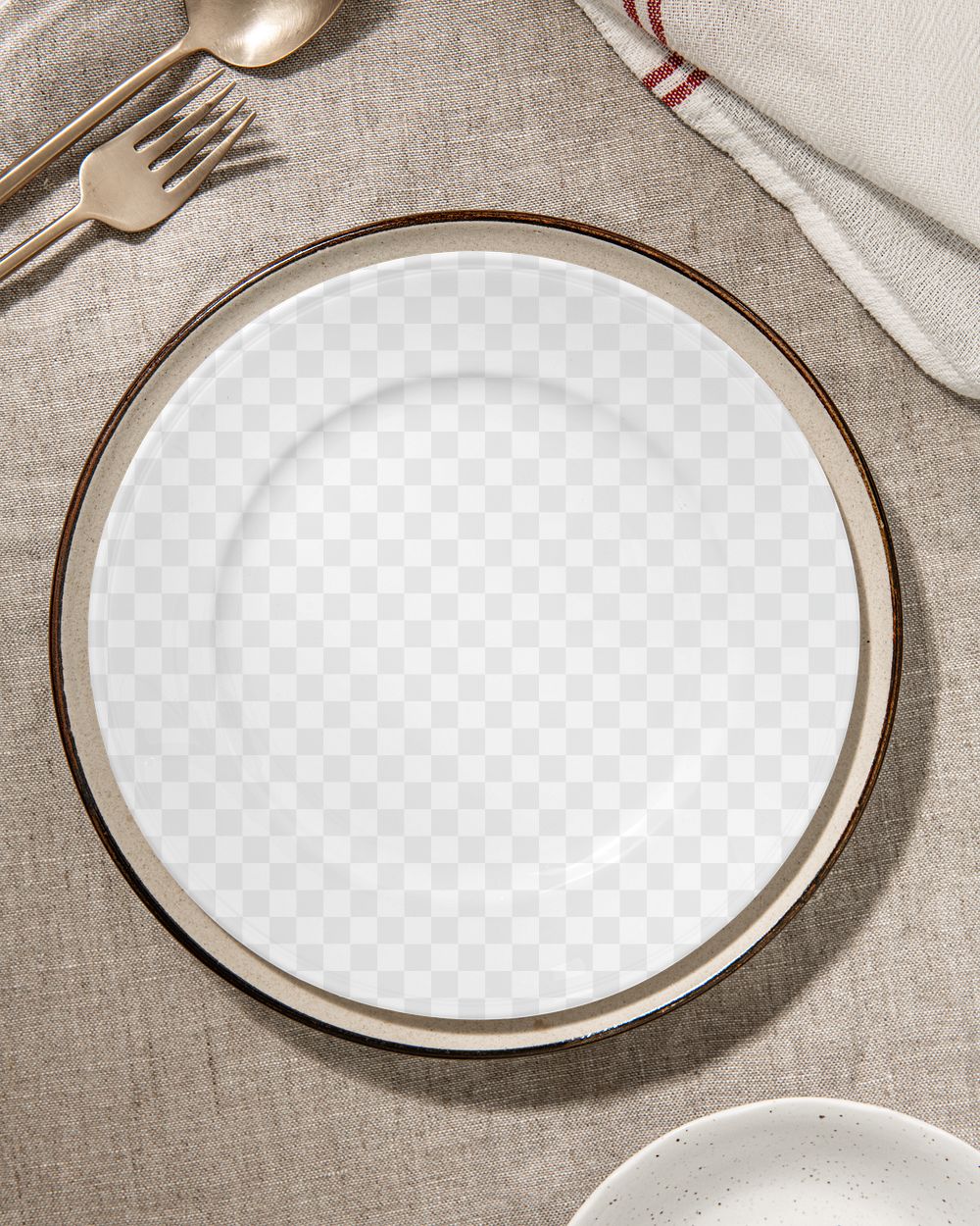 Png plate mockup tableware at restaurant