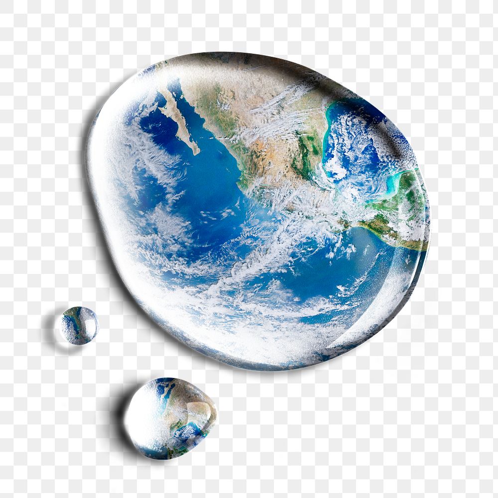 Global warming png sticker, planet water drop element