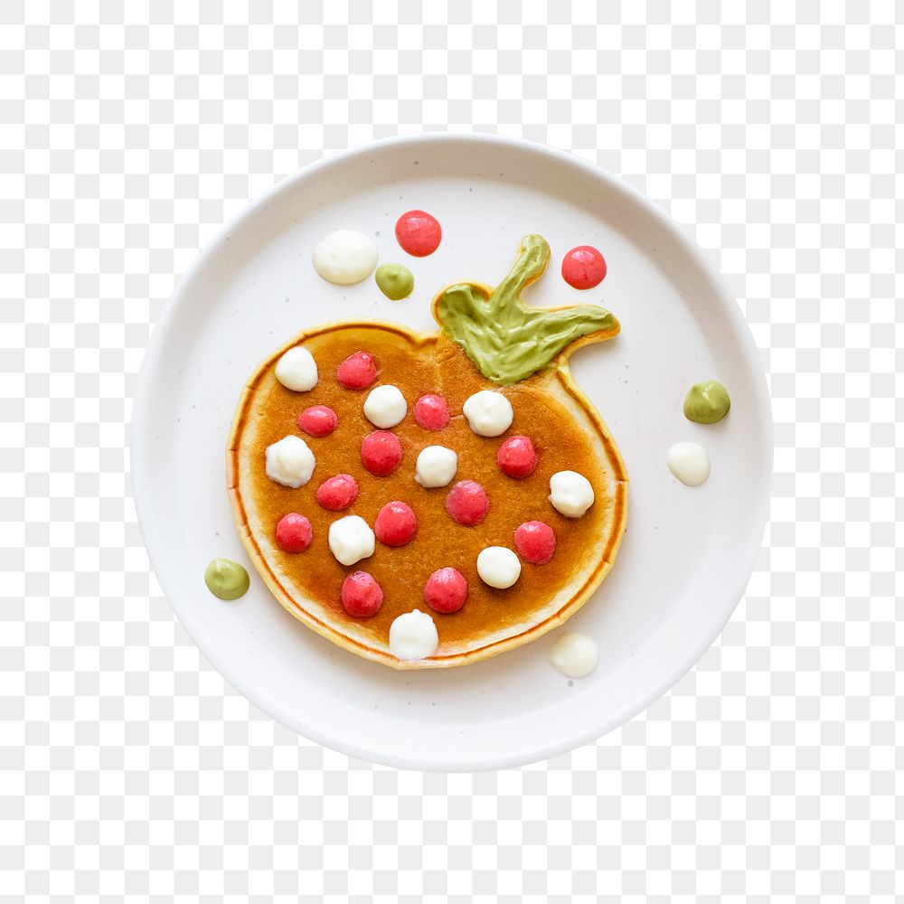 Kids pancake png breakfast treat, fun strawberry shape