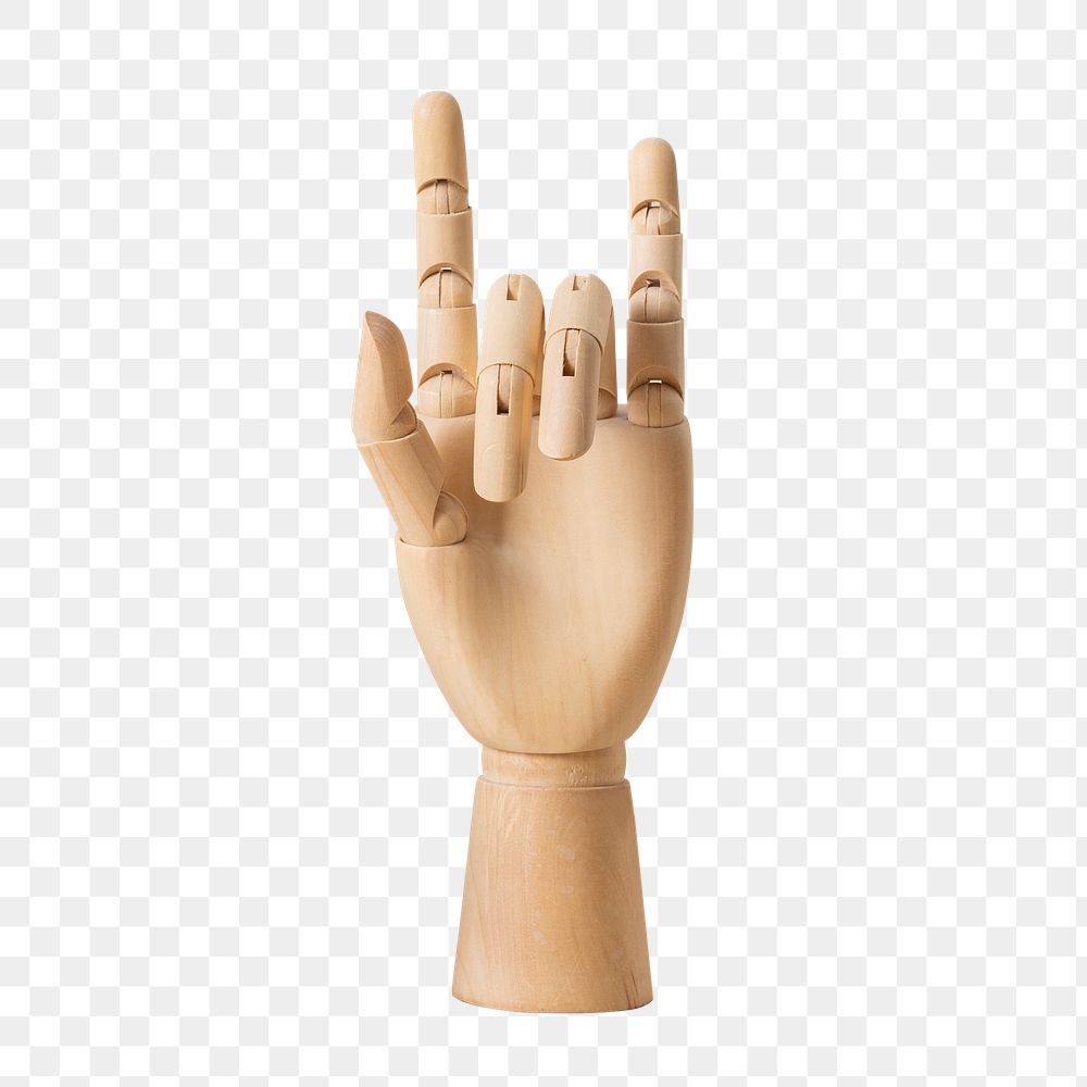 Wooden hand mannequin png, creative artwork design, isolated object