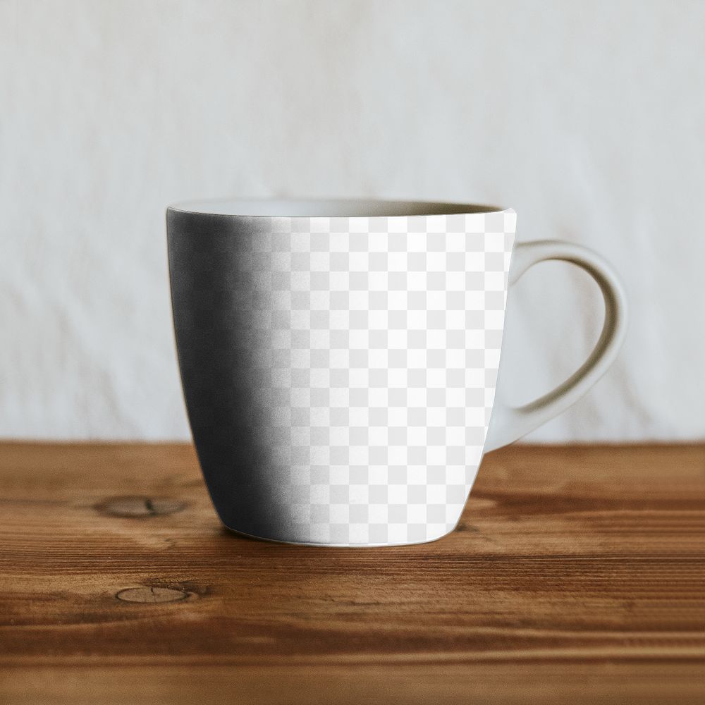 Coffee mug png mockup transparent design on table