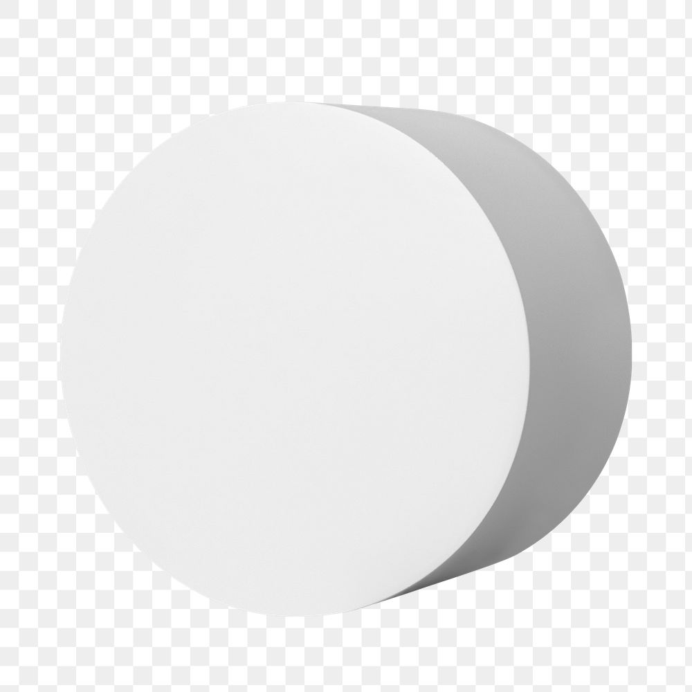 3D circle png, white geometric shape on transparent background