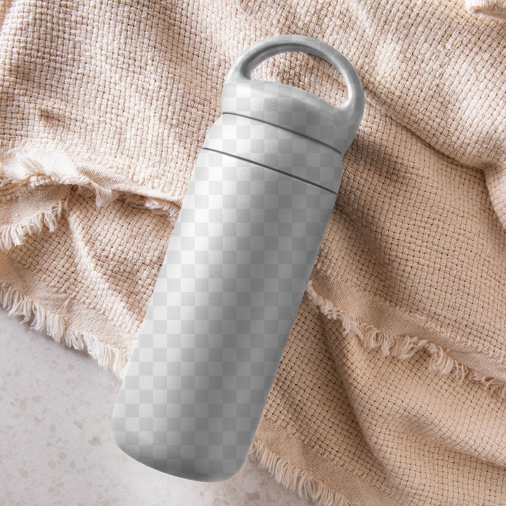 Water bottle png mockup, transparent fitness essentials