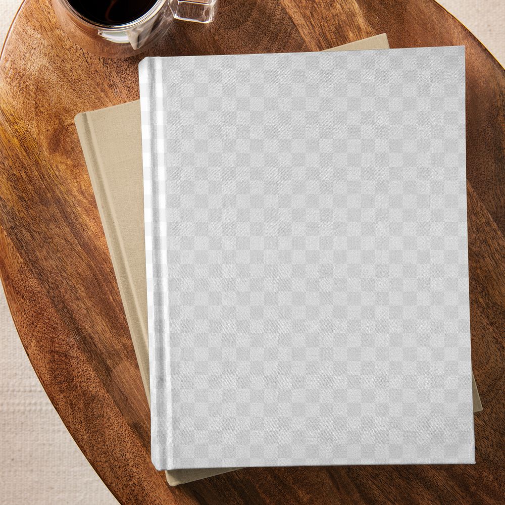 Hardcover book png mockup, floral aesthetic publishing, transparent design