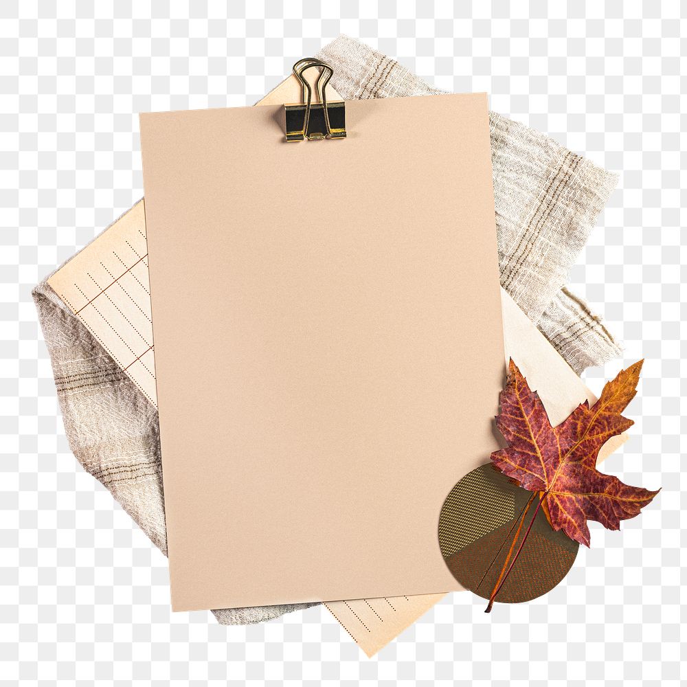 Brown paper png sticker, botanical design, transparent background