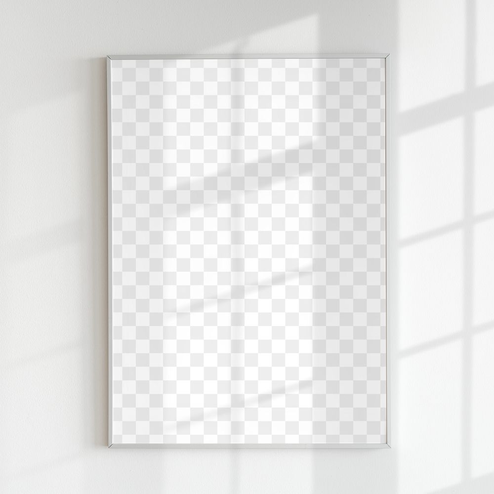 Blank frame on a wall with natural light