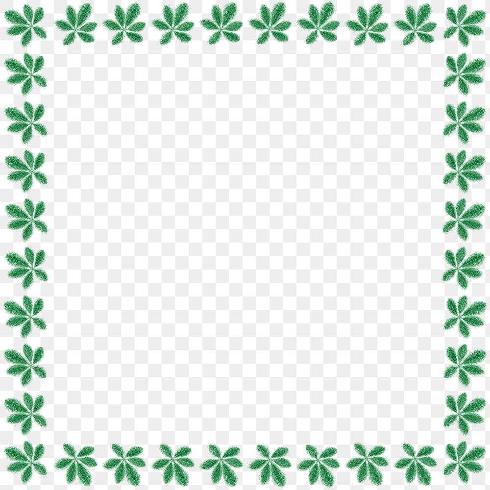 Green leaves square frame design element