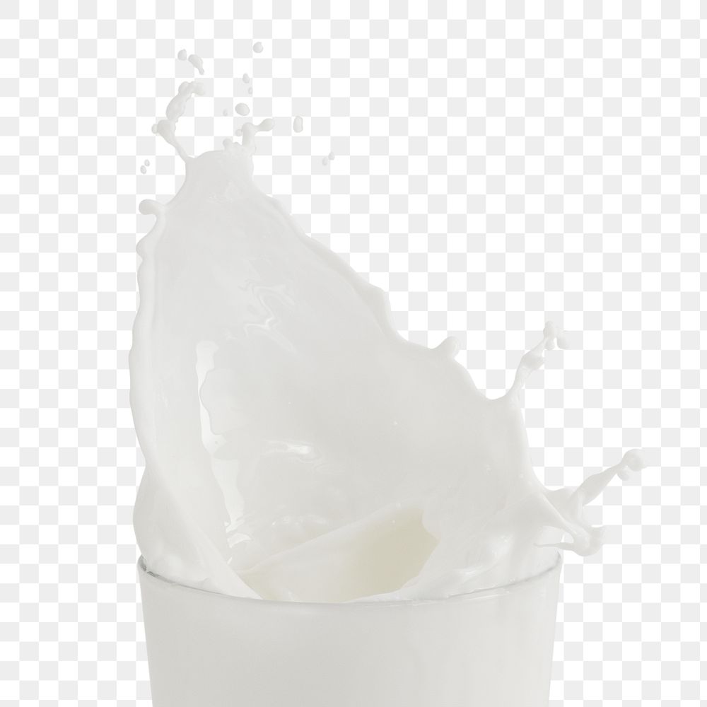 Milk splashing from a glass design element