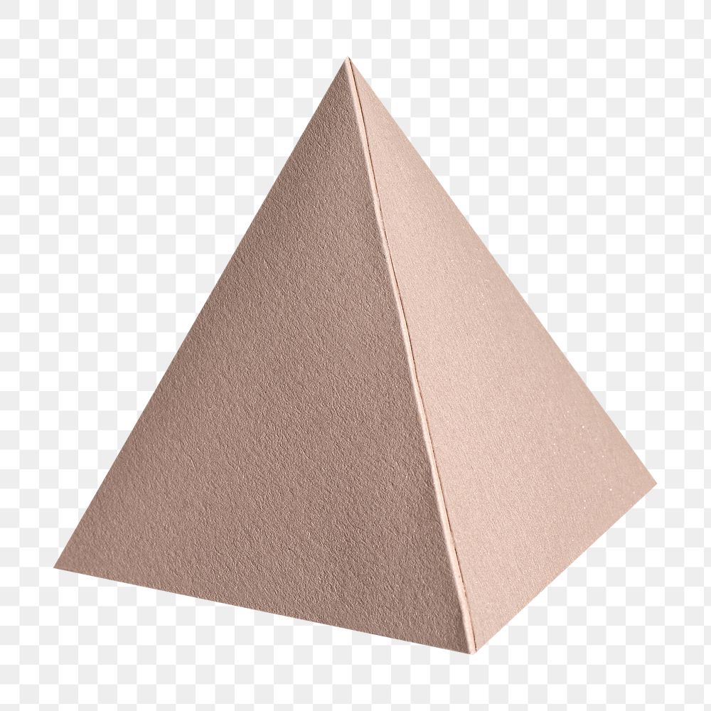 3D pink pyramid paper craft design element