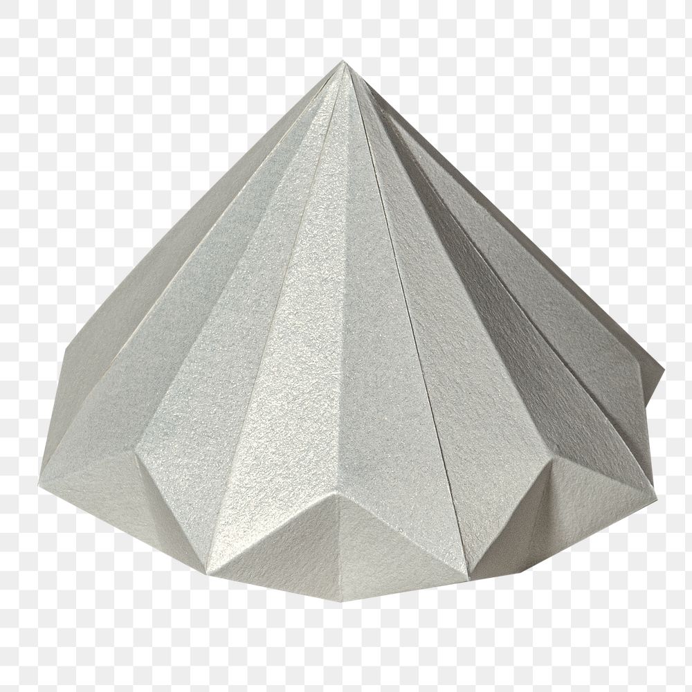 3D silver diamond shaped paper craft design element