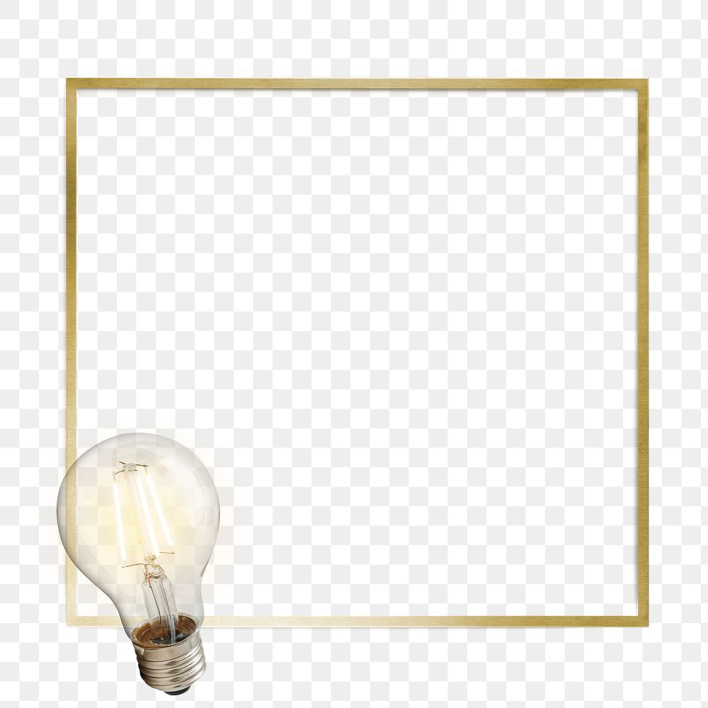 Light bulb with a gold frame design element