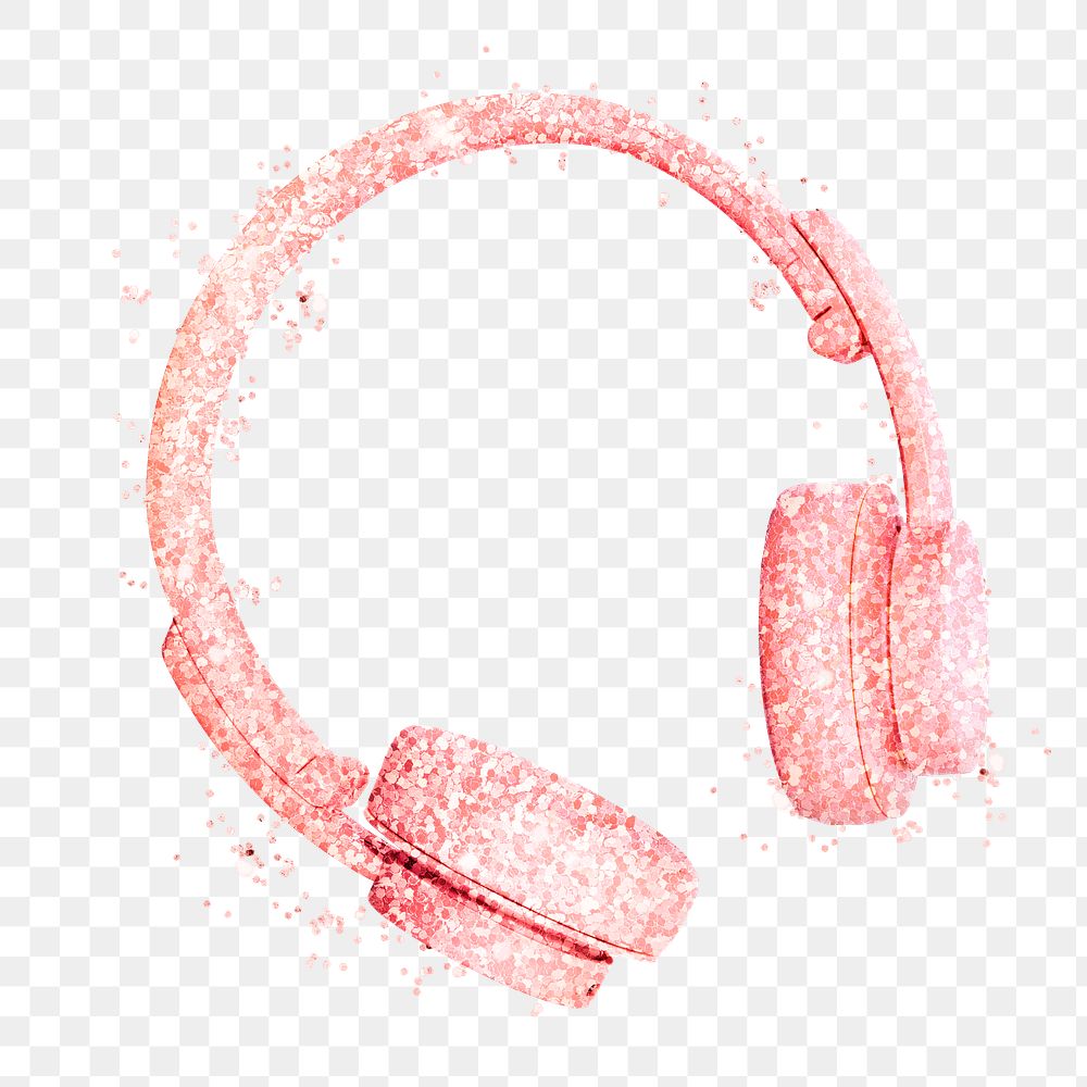 Glittery pink wireless headphone design element