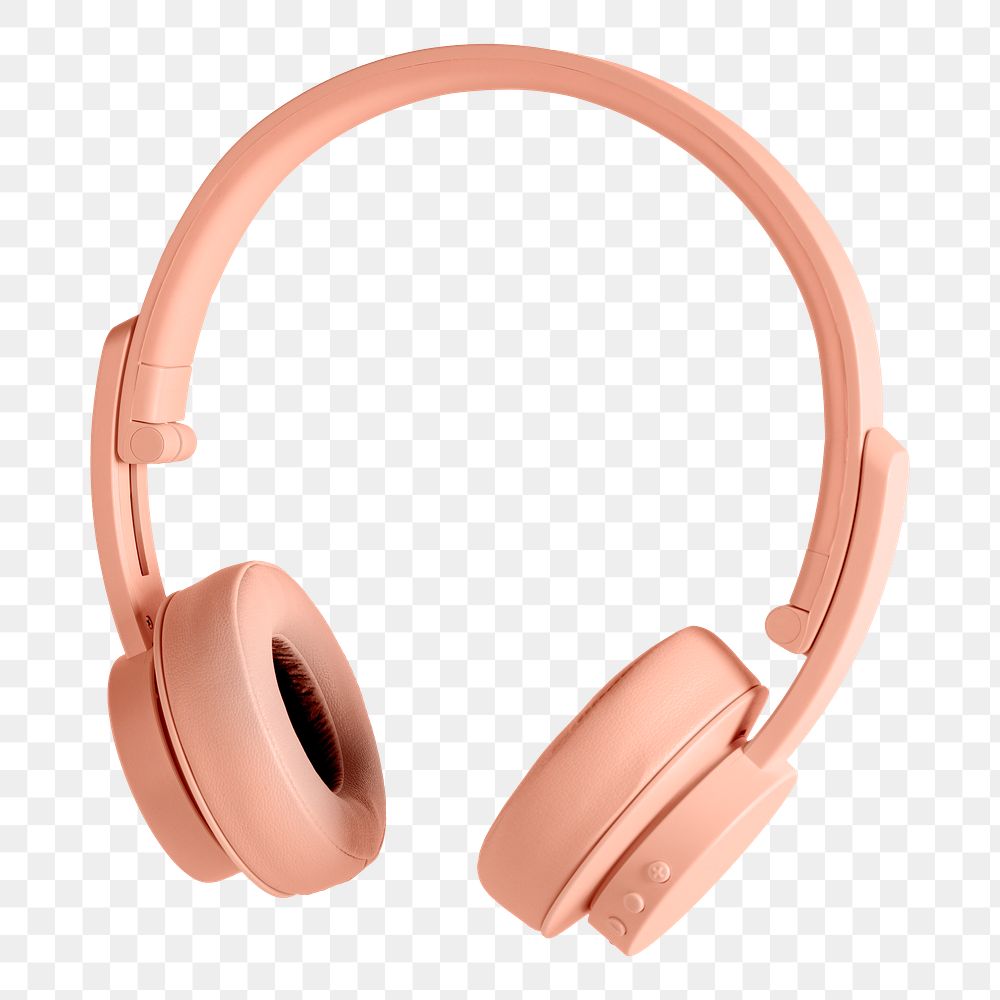 Pastel pink wireless headphone design element