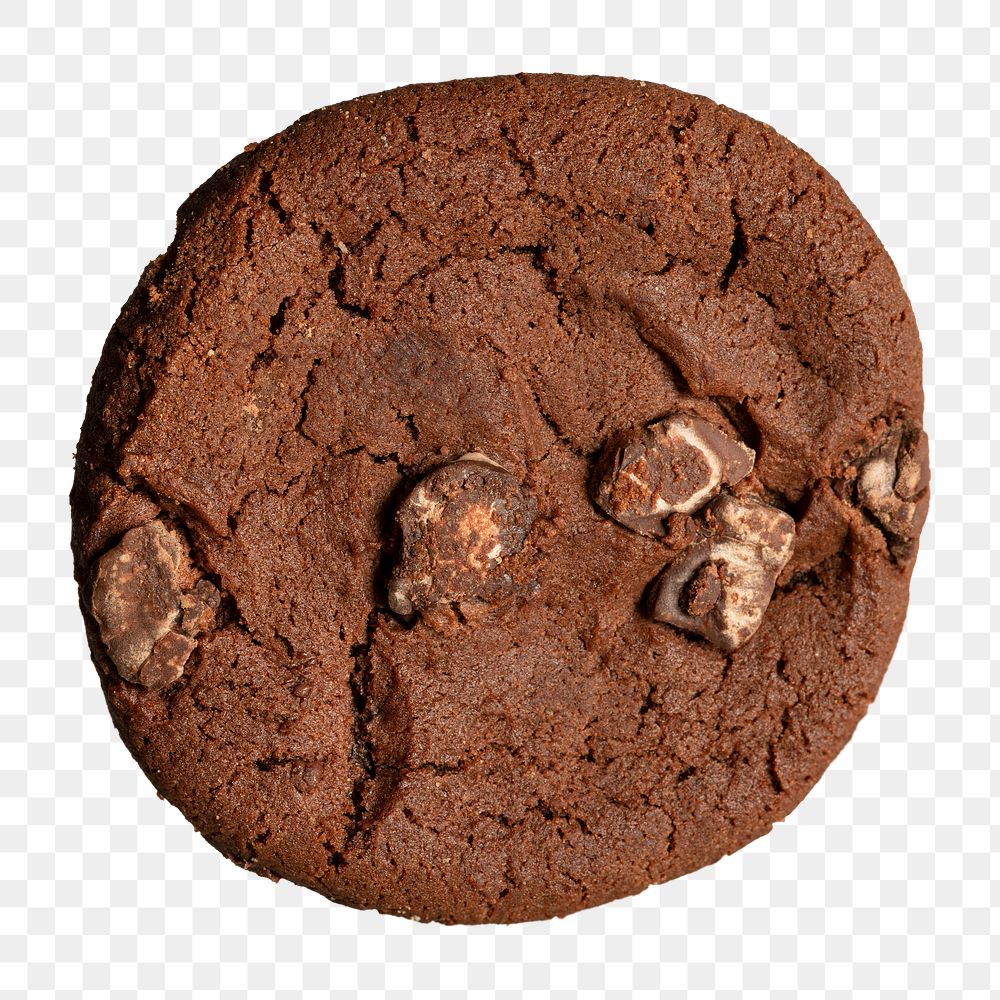 Single double chocolate chip cookie closeup