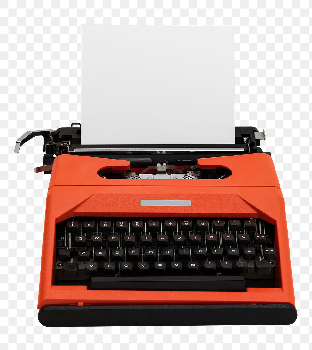 Red retro typewriter machine design element