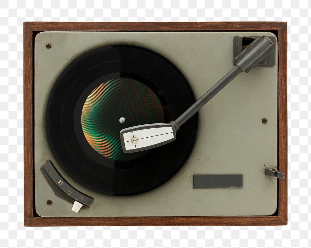 Vinyl player flatlay design element  