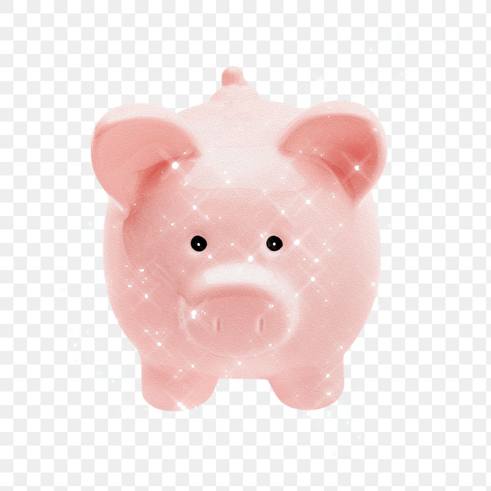 Pink piggy bank sticker design element 