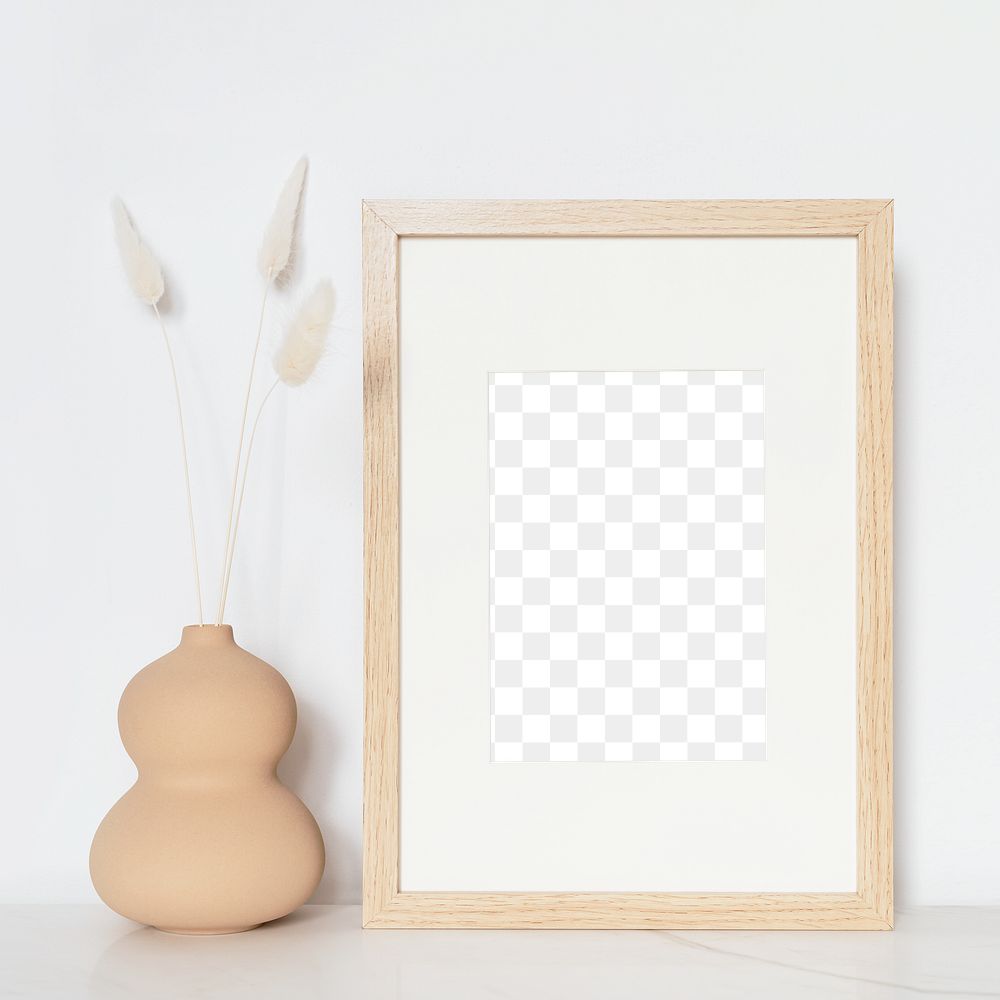 Rectangle wooden boho photo frame transparent png