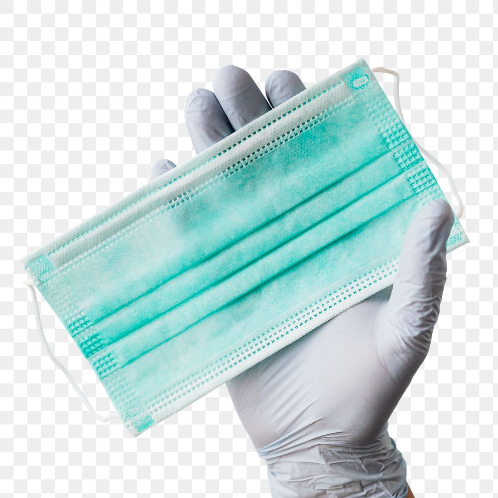 Green disposable surgical mask transparent png