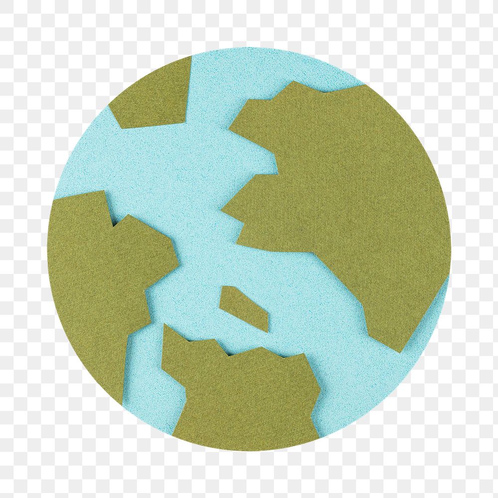 Paper craft planet earth transparent png
