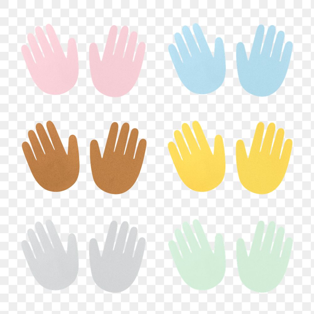 Human hands paper craft set transparent png