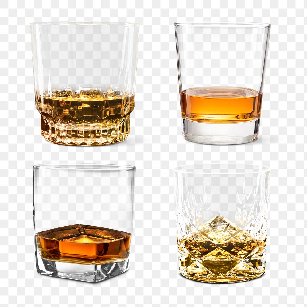 Png whisky neat in glasses set