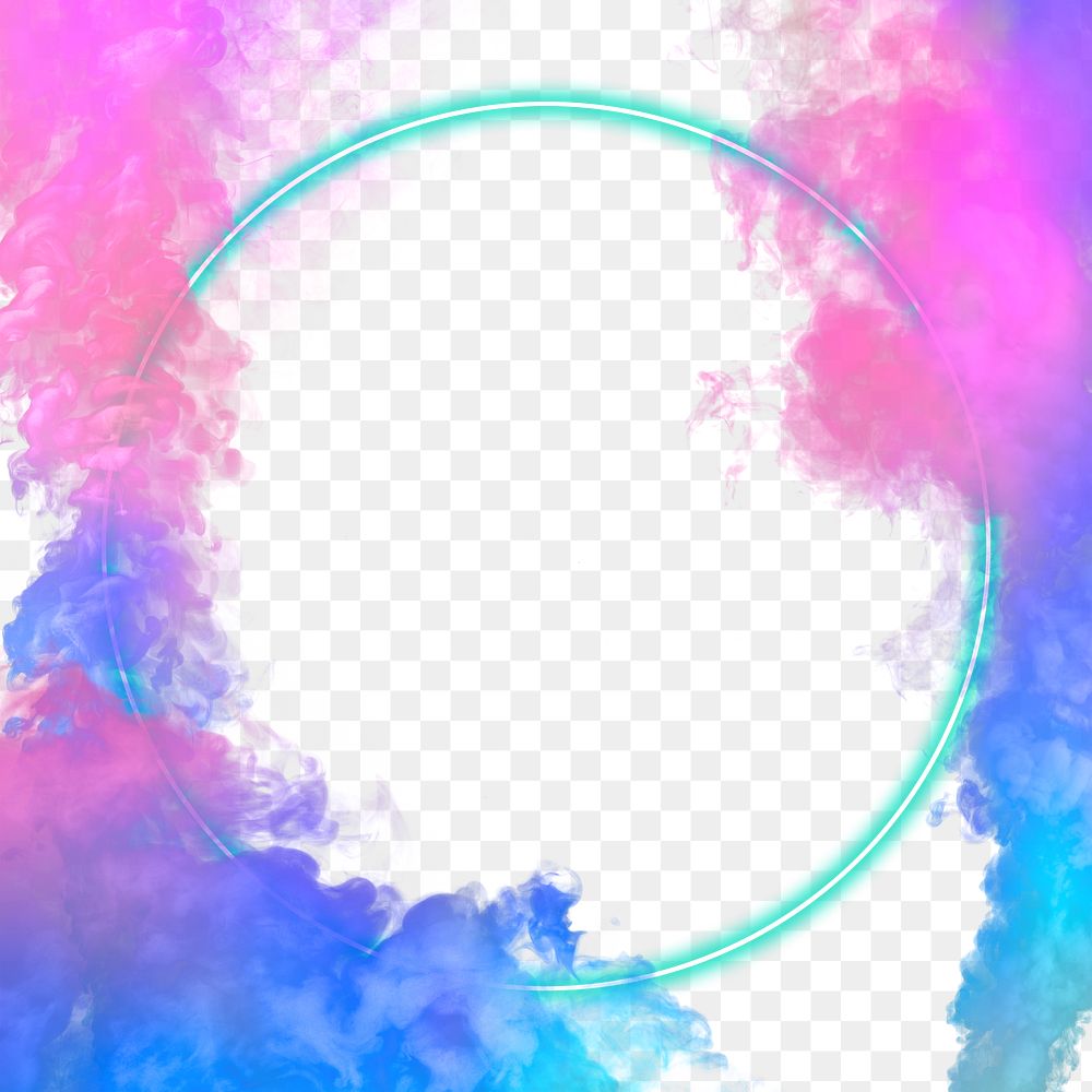 Green neon frame on a smoke effect background design element