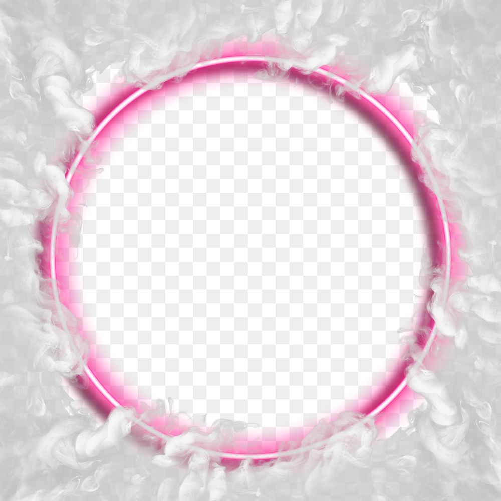 Pink neon frame on a smoke effect background design element