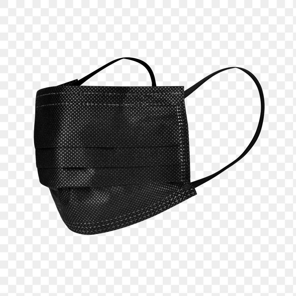Black disposable medical face mask design element