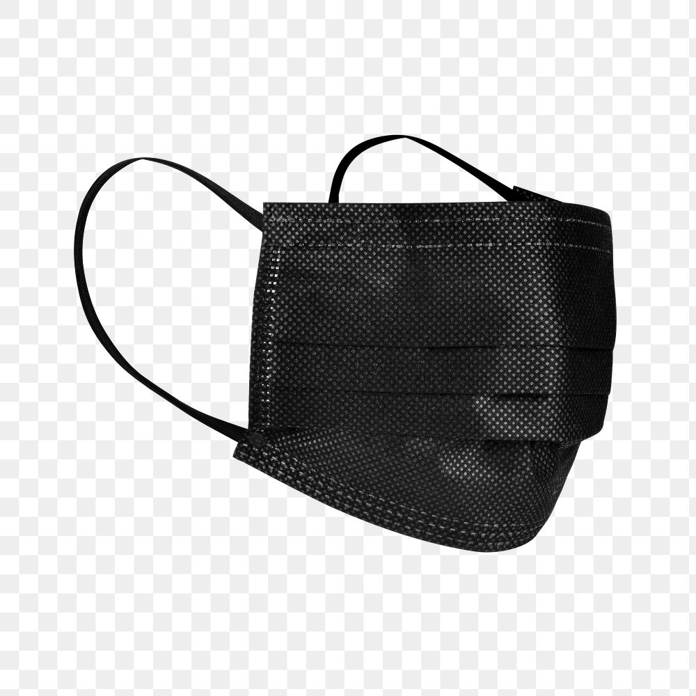 Black disposable medical face mask design element