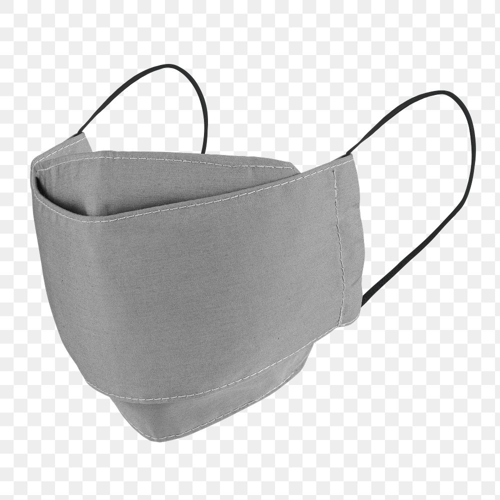 Handmade gray fabric face mask design element