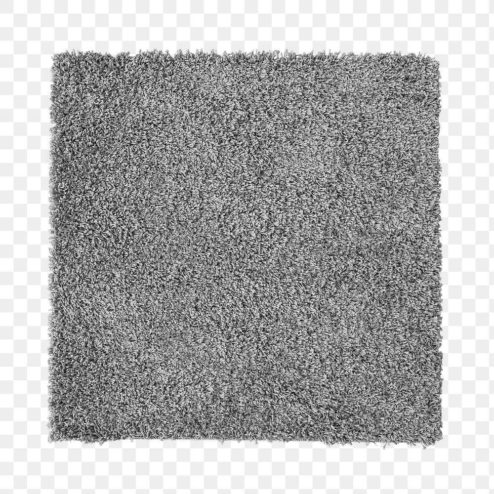 Gray fluffy square shape floor carpet design element