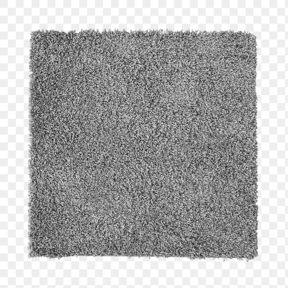 Gray fluffy square shape floor carpet design element