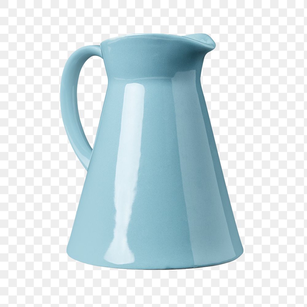Blue ceramic pitcher design element