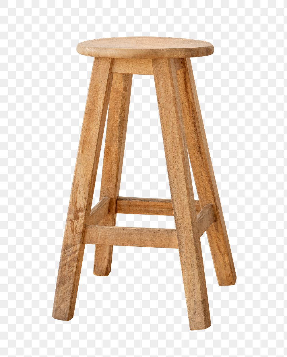 Single wooden stool design element