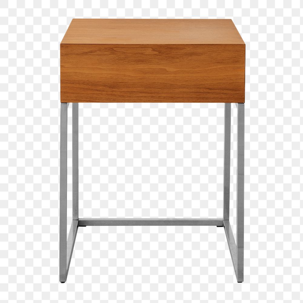 Square wooden stool with metal legs