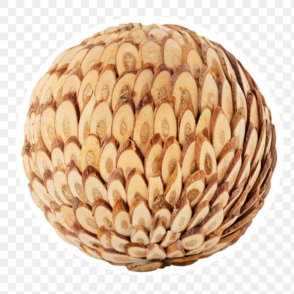 Natural wooden ball covered in wooden chips design element