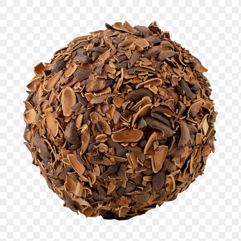 Brown ornamental ball covered in nature materials