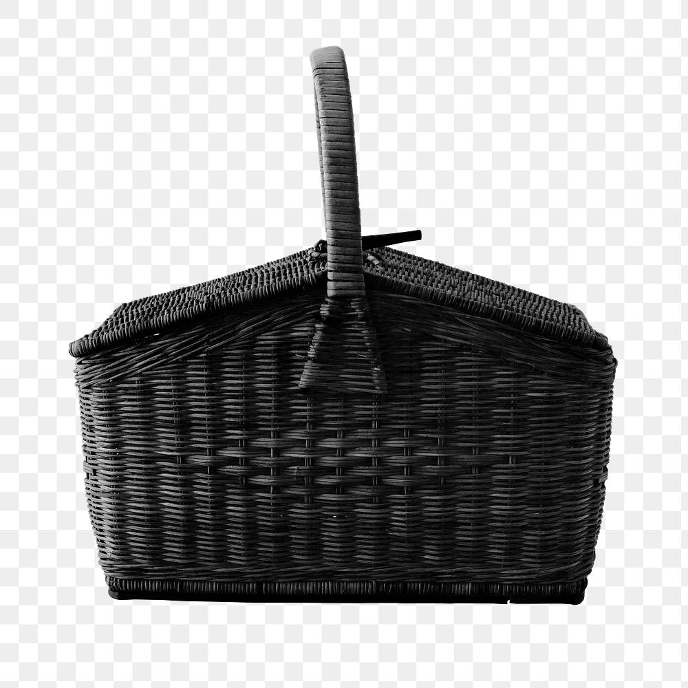 Black wicker picnic basket design element