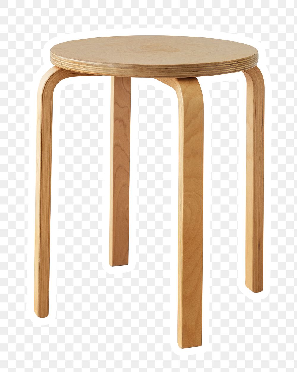 Round wooden stool sticker design element